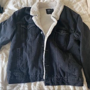 Black fuzzy jean jacket